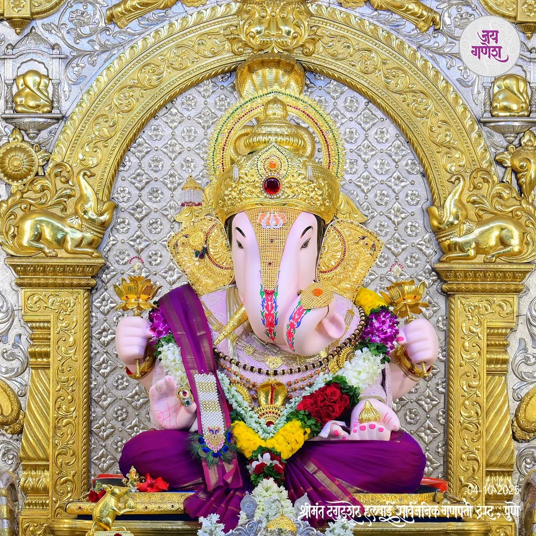 Devotees at Dagdusheth Ganpati Temple